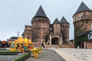 Explore the enchanting architecture of Ba Na Hills' castle in Da Nang, Vietnam. Perfect for travel enthusiasts.